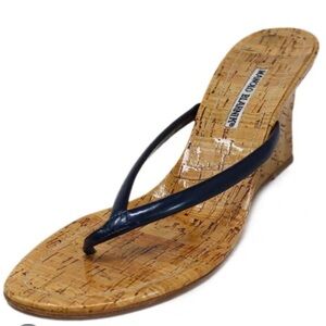 Manolo Blahnik cork wedge sandals